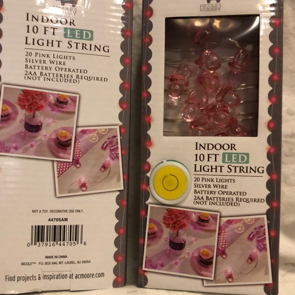 2 Sets-Pink Baby  LED “Pacifier” string lights - Picture 5 of 5